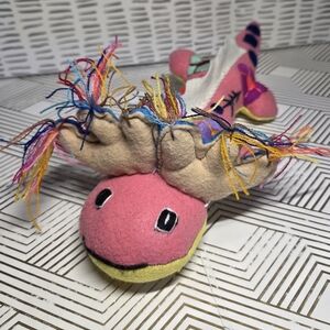 Handmade Felt Axolotl Ajolote Plush Stuffed Toy Colorful Embroidered Flowers